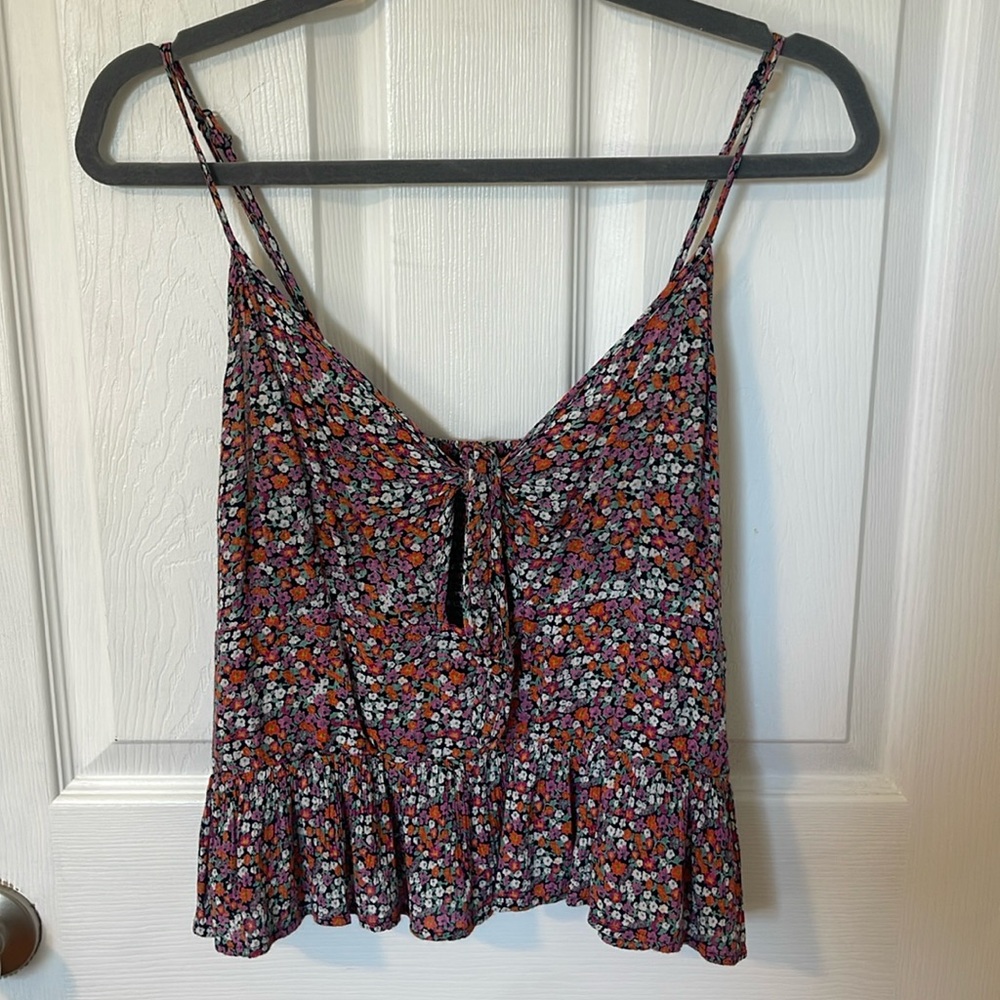 Brand Patrons of Peace multi-colored floral tank top. Size Medium